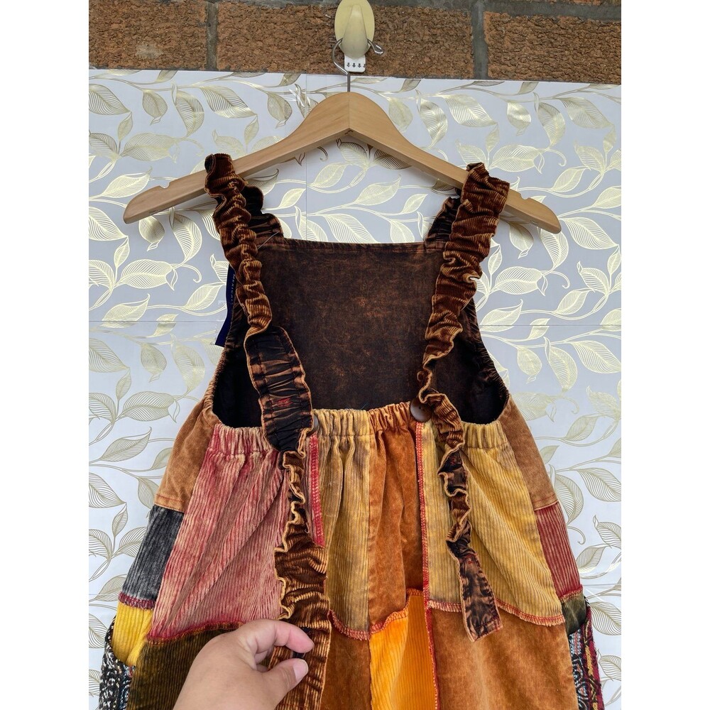 Mexicali Blues Corduroy Patchwork Overalls Jumpsuit S/M Boho Cottage Goblincore - Picture 10 of 12